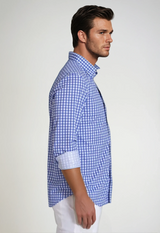 Mauro Long Sleeve Check Tech Shirt - Royal Blue - Buki - Flyclothing LLC