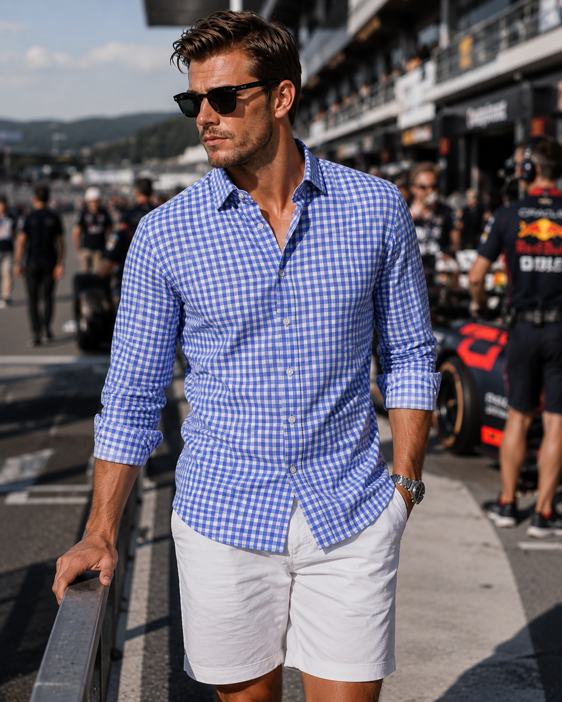 Mauro Long Sleeve Check Tech Shirt - Royal Blue - Buki - Flyclothing LLC
