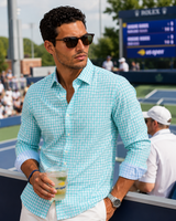 Mauro Long Sleeve Check Tech Shirt - Emerald - Buki - Flyclothing LLC