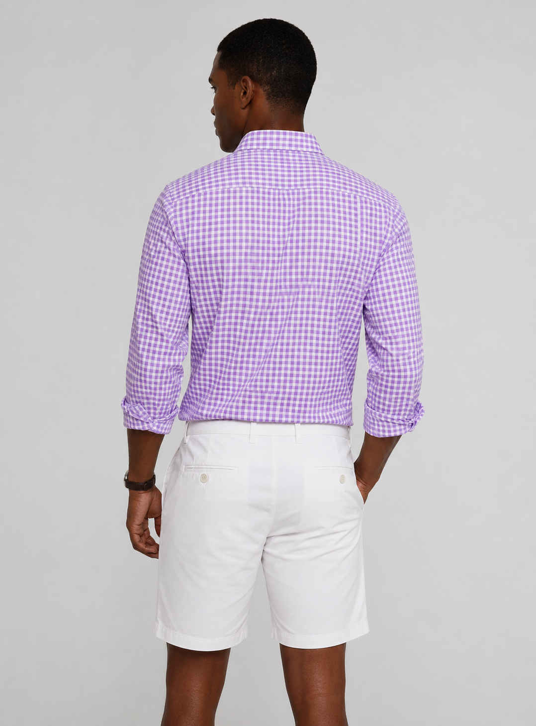 Mauro Long Sleeve Check Tech Shirt - Lavender - Buki - Flyclothing LLC