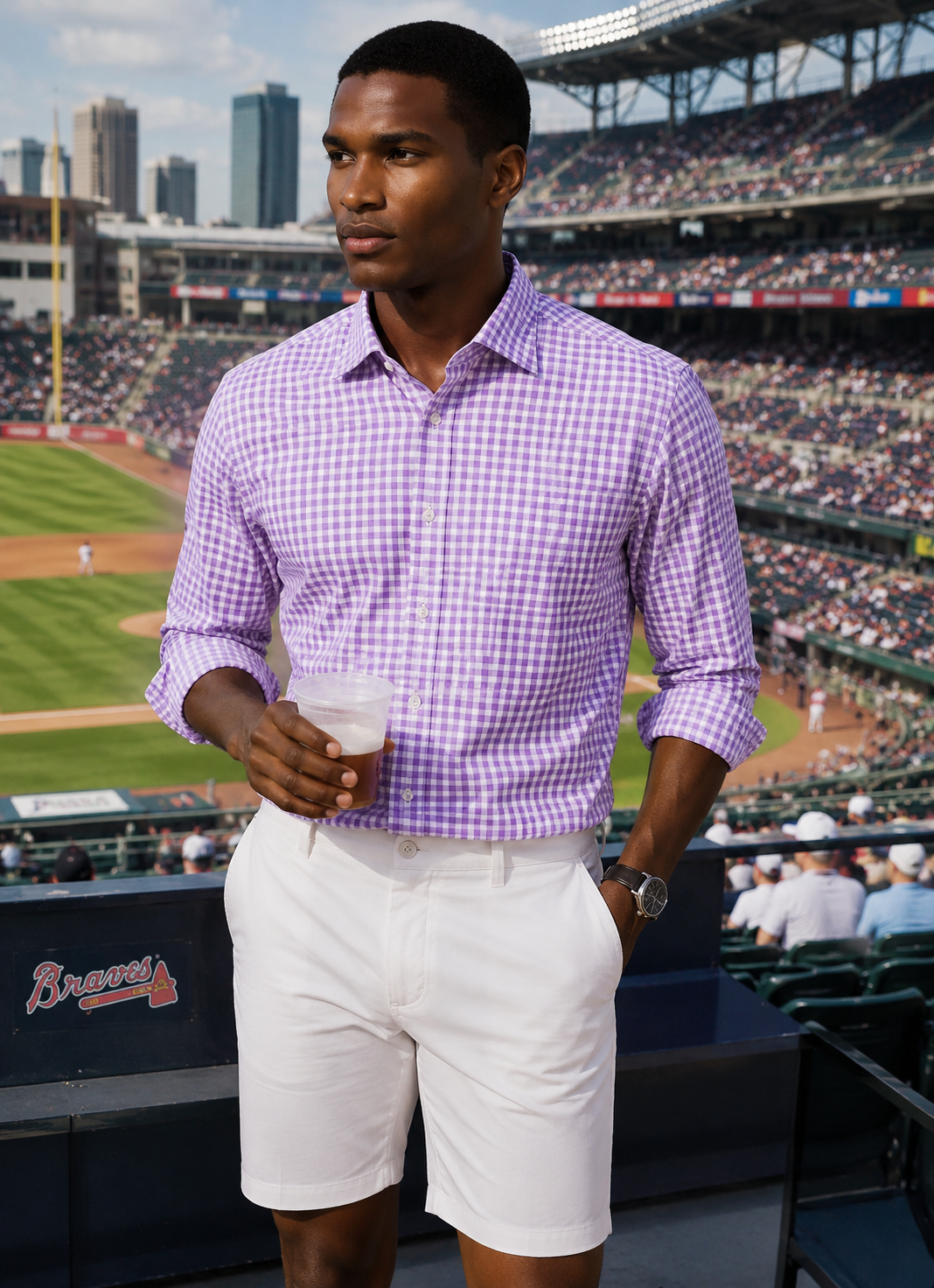 Mauro Long Sleeve Check Tech Shirt - Lavender - Buki - Flyclothing LLC