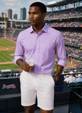 Mauro Long Sleeve Check Tech Shirt - Lavender - Buki - Flyclothing LLC