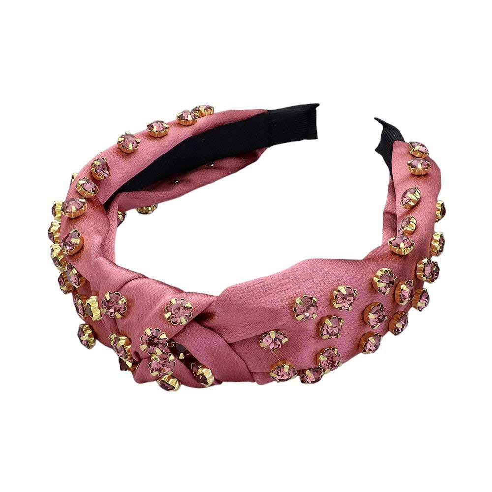Glass Stone Cluster Decorated Knot Headband - Madeline Love - Flyclothing LLC