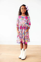 Mauve What's Up Buttercup 3/4 Sleeve Pocket Twirl Dress - Mila & Rose ® - Flyclothing LLC