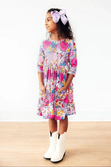 Mauve What's Up Buttercup 3/4 Sleeve Pocket Twirl Dress - Mila & Rose ® - Flyclothing LLC