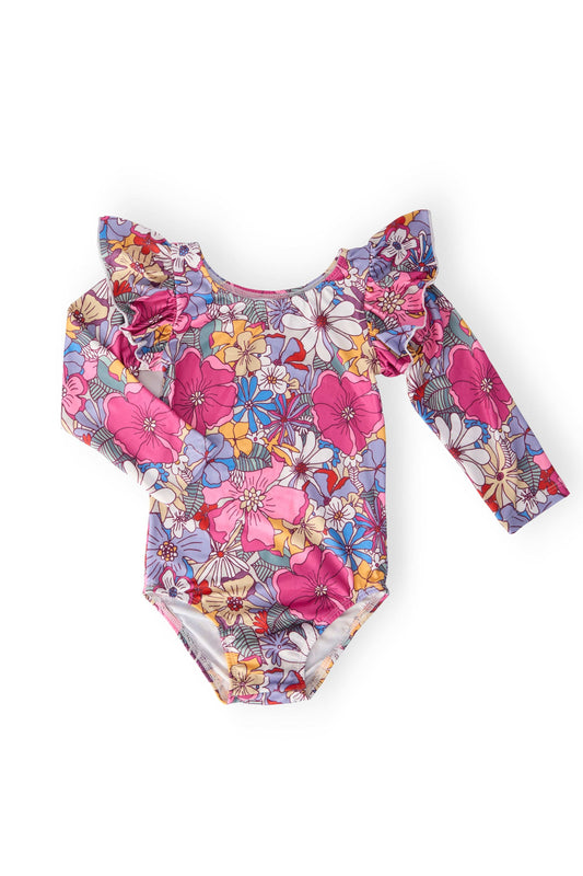 Mauve What's Up Buttercup L/S Flutter Sleeve Leotard - Mila & Rose ® - Flyclothing LLC