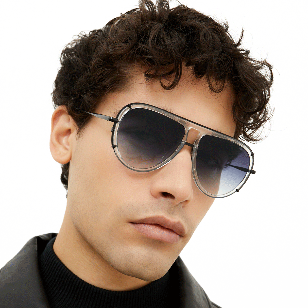 Ivy Luxe - Clear Black Tangle-Free Round Aviator Sunglasses - TopFoxx - Flyclothing LLC