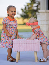 Fall Floral Smocked Petals Collar Girls Dress - Rylee Faith Designs - Flyclothing LLC