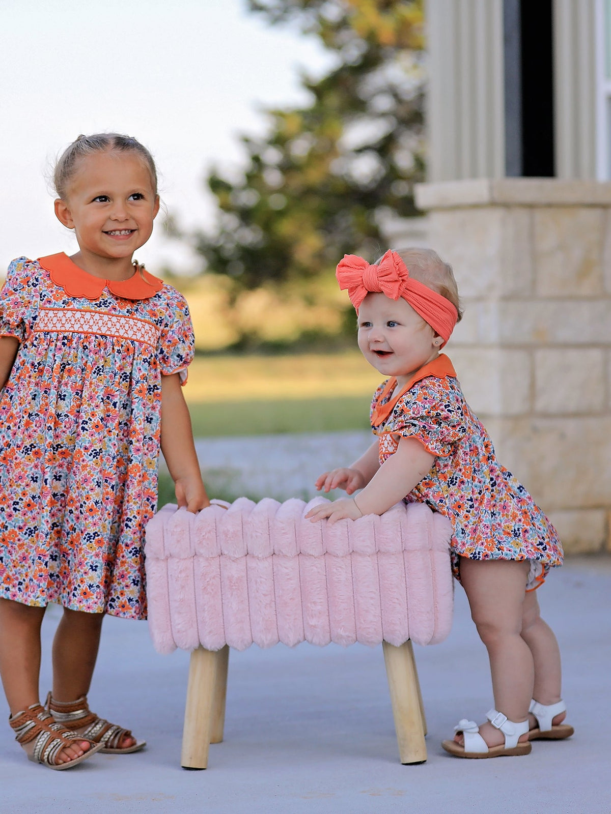 Fall Floral Smocked Petals Collar Girls Dress - Rylee Faith Designs - Flyclothing LLC