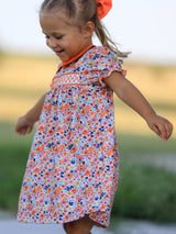 Fall Floral Smocked Petals Collar Girls Dress - Rylee Faith Designs - Flyclothing LLC