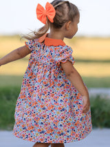 Fall Floral Smocked Petals Collar Girls Dress - Rylee Faith Designs - Flyclothing LLC
