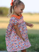 Fall Floral Smocked Petals Collar Girls Dress - Rylee Faith Designs - Flyclothing LLC