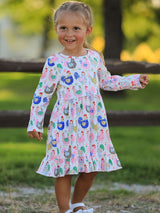 Fall Farm Chicken Print Girls Ruffle Hem Twirl Dress - Rylee Faith Designs - Flyclothing LLC