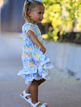 Fall Girls Pumpkin Patch Dress Lace Trim with Pockets