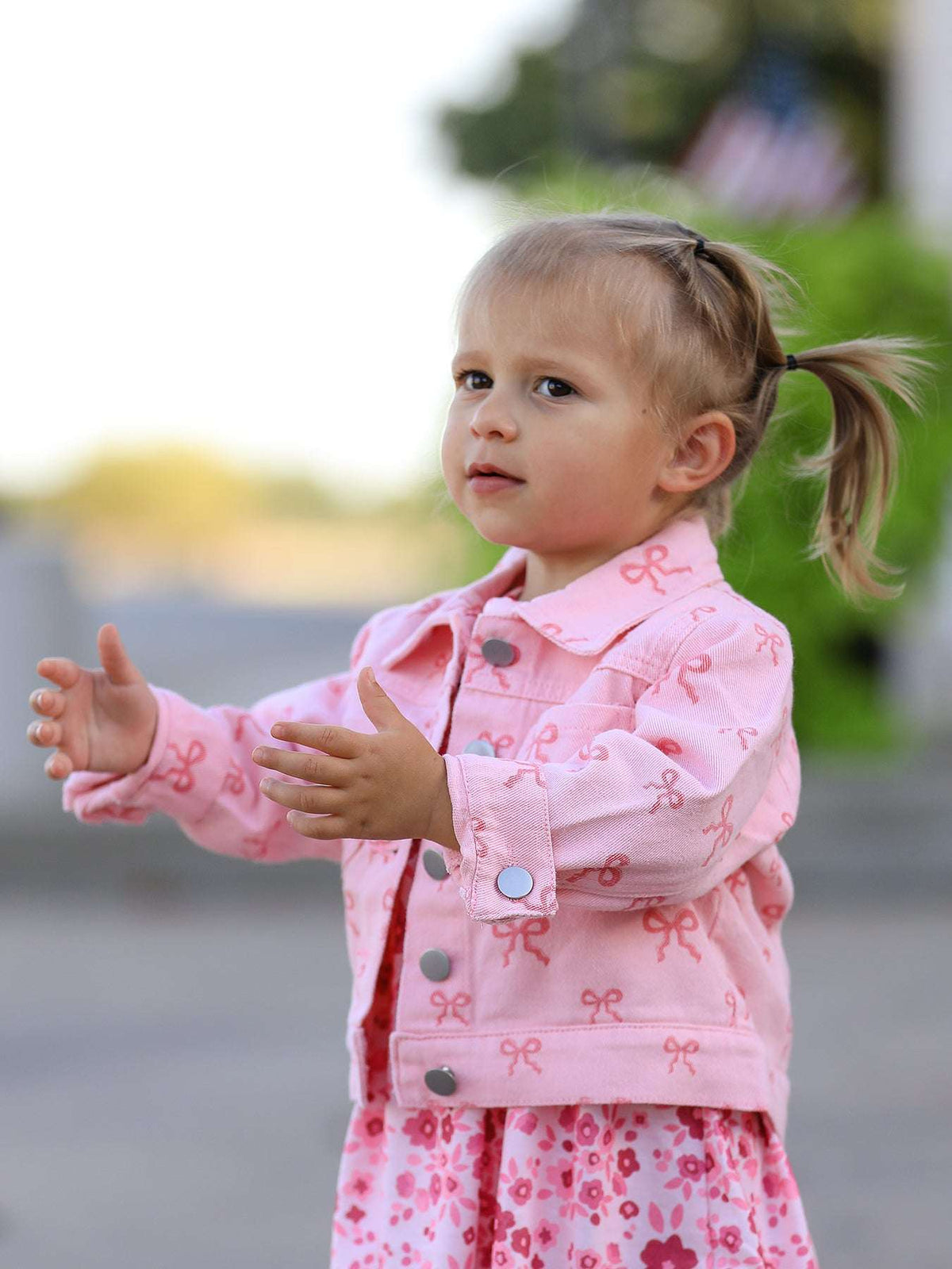 Pink Fall Girls Denim Jacket - Rylee Faith Designs - Flyclothing LLC