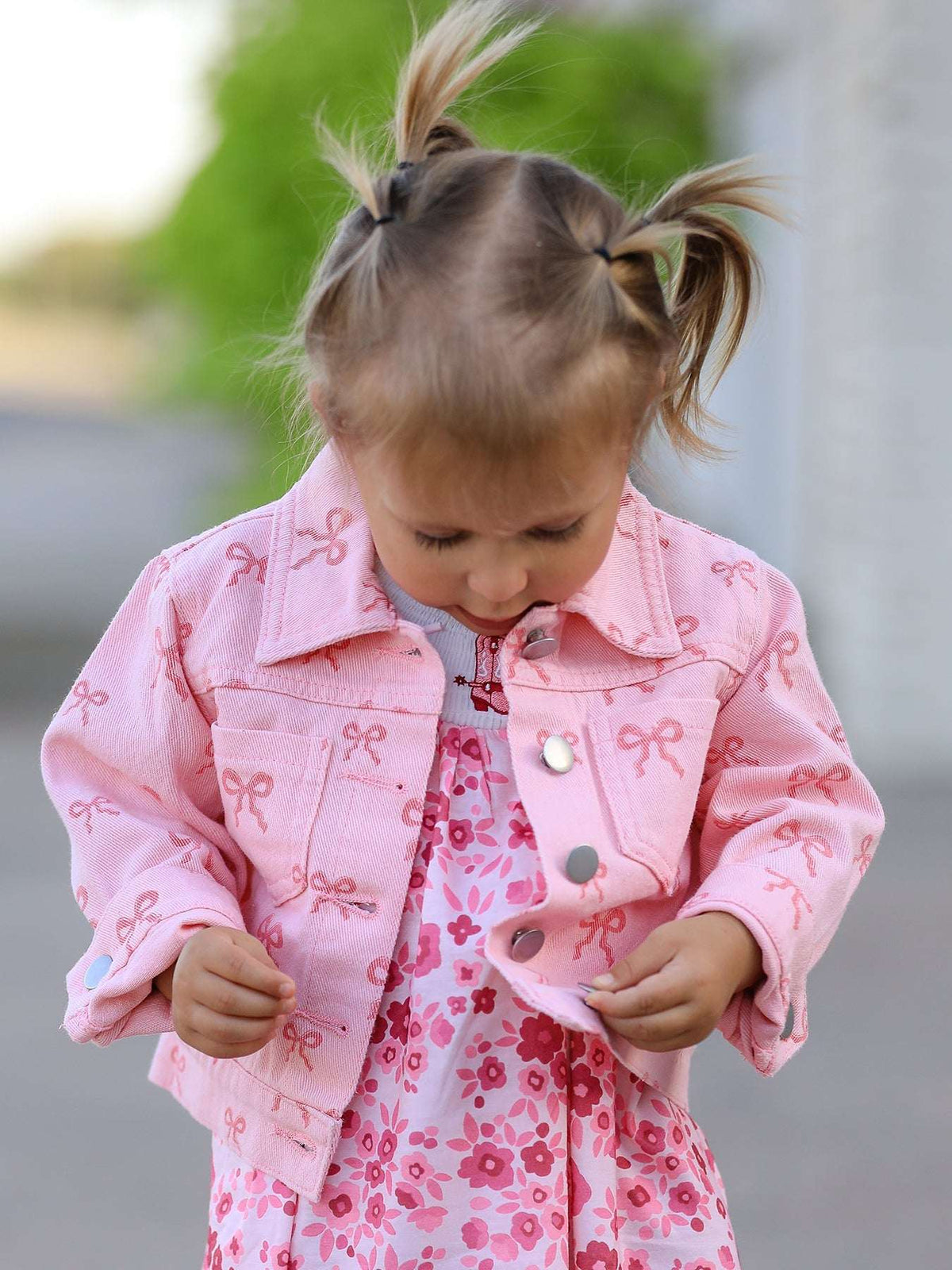 Pink Fall Girls Denim Jacket - Rylee Faith Designs - Flyclothing LLC