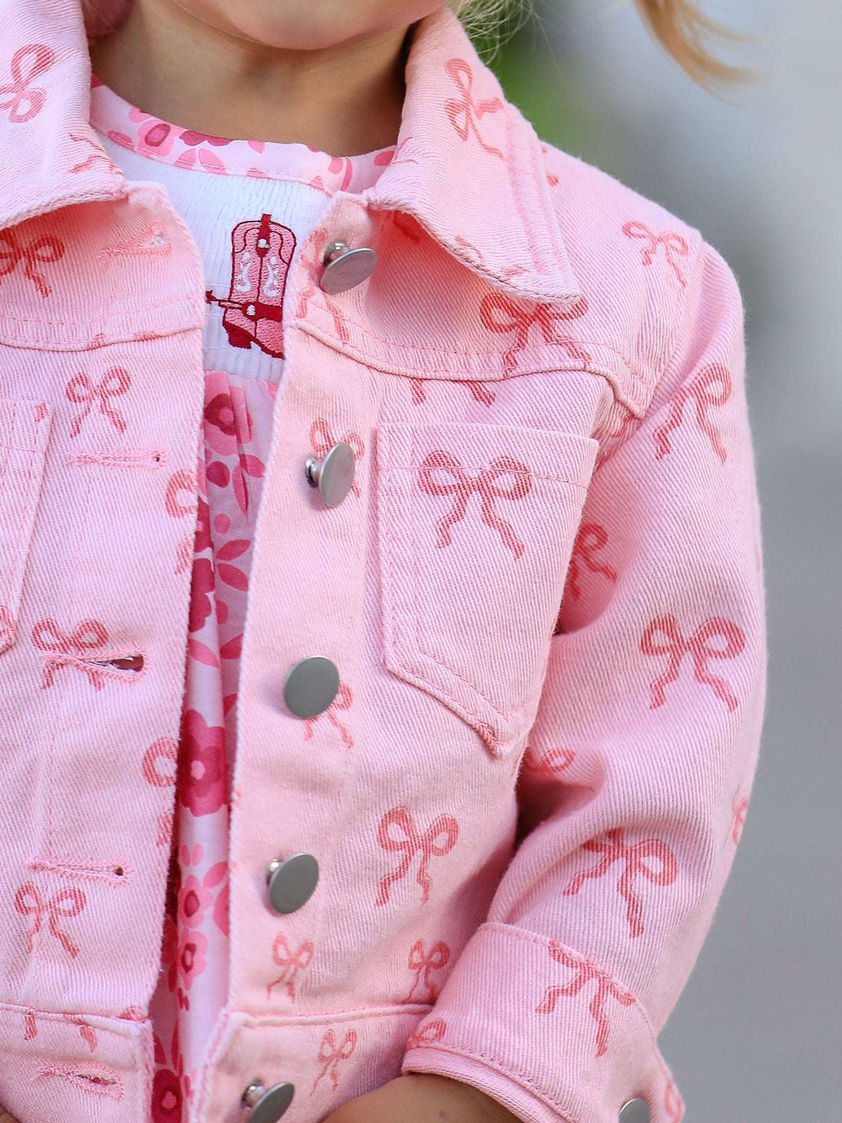 Pink Fall Girls Denim Jacket - Rylee Faith Designs - Flyclothing LLC