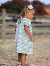 Fall Halloween & Thanksgiving Pumpkin Applique Plaid Green Girls Dress - Rylee Faith Designs - Flyclothing LLC