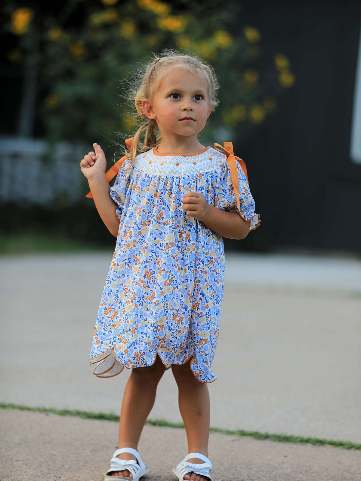 Fall Floral Smocked Girls Dress - Rylee Faith Designs - Flyclothing LLC