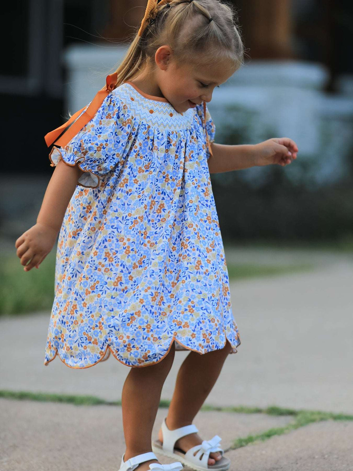 Fall Floral Smocked Girls Dress - Rylee Faith Designs - Flyclothing LLC