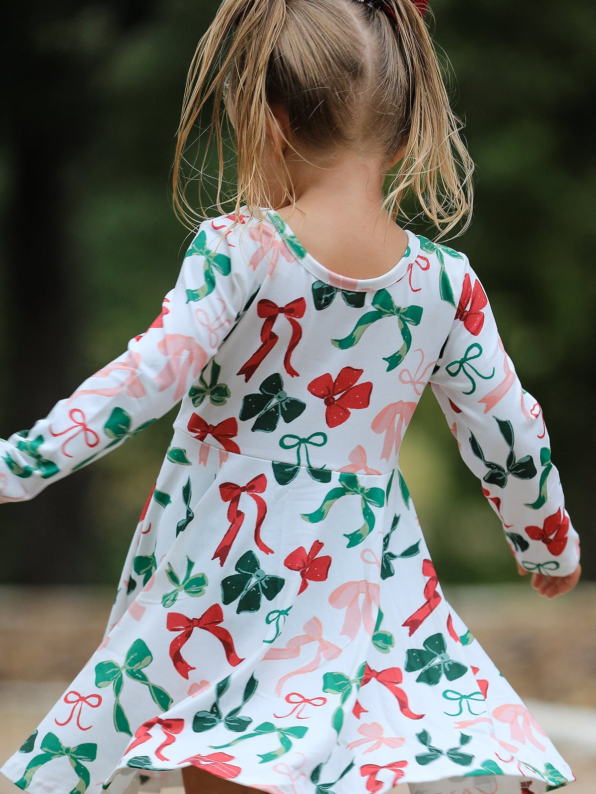 Girls Christmas Bow Print Dress - Rylee Faith Designs - Flyclothing LLC