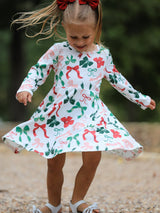 Girls Christmas Bow Print Dress - Rylee Faith Designs - Flyclothing LLC