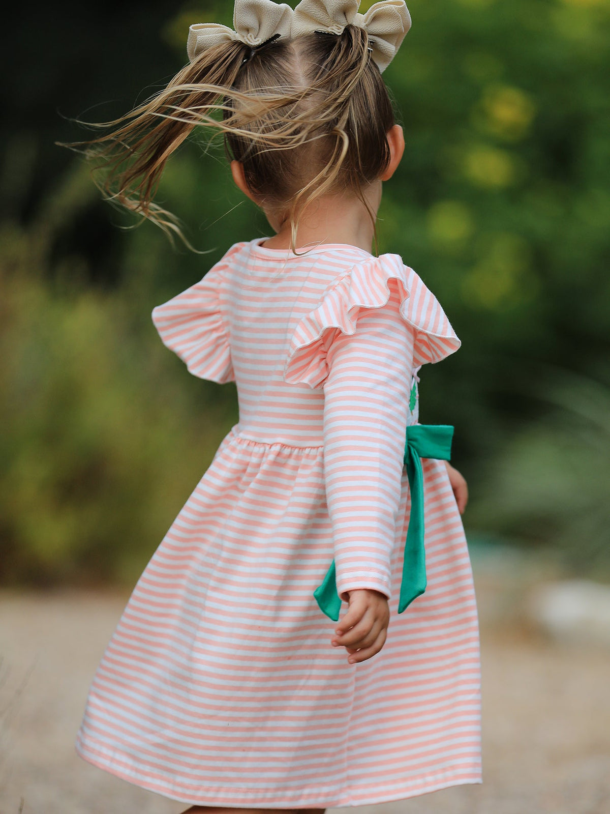 Christmas Tree Smocked Embroidery Stripe Baby Girls Dress - Rylee Faith Designs - Flyclothing LLC