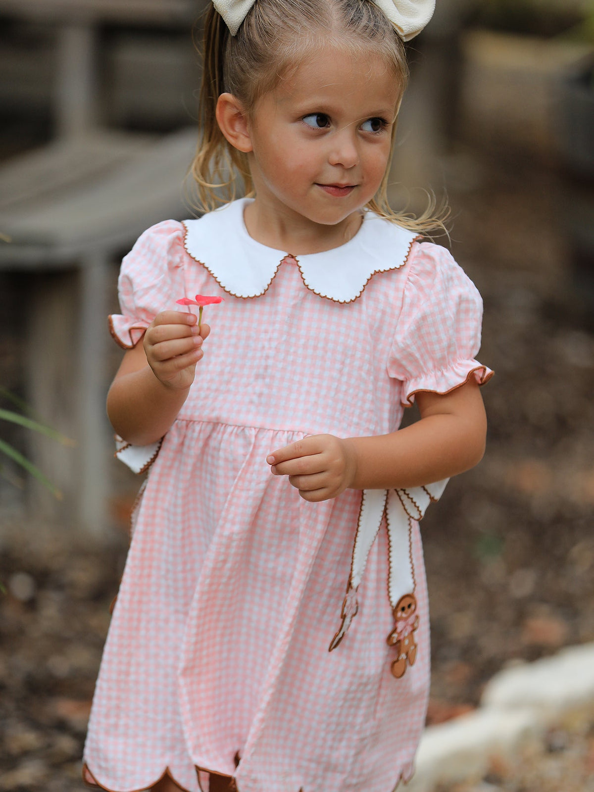 Christmas Girls Gingerbread Peter Pan Collar Dress - Rylee Faith Designs - Flyclothing LLC