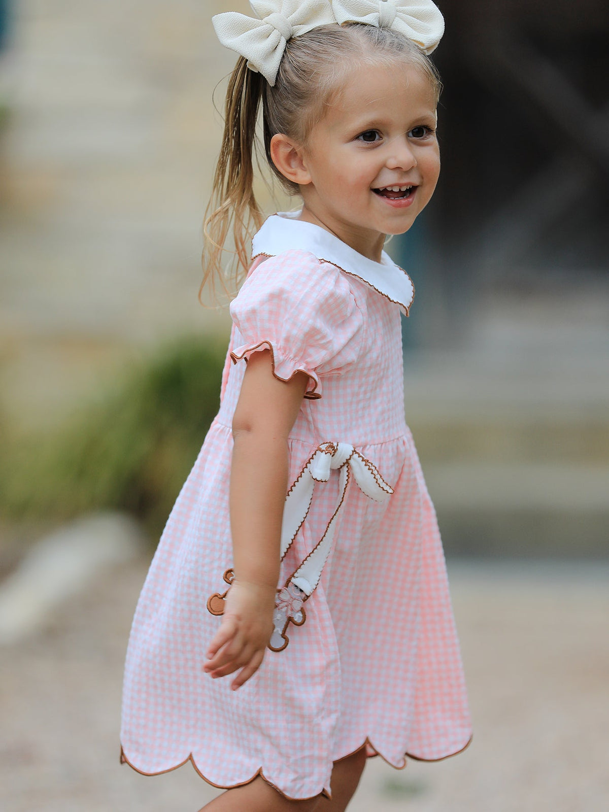 Christmas Girls Gingerbread Peter Pan Collar Dress - Rylee Faith Designs - Flyclothing LLC