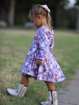 Halloween Ghost Pumpkin Girls Long Sleeve Twirl Dress - Rylee Faith Designs - Flyclothing LLC