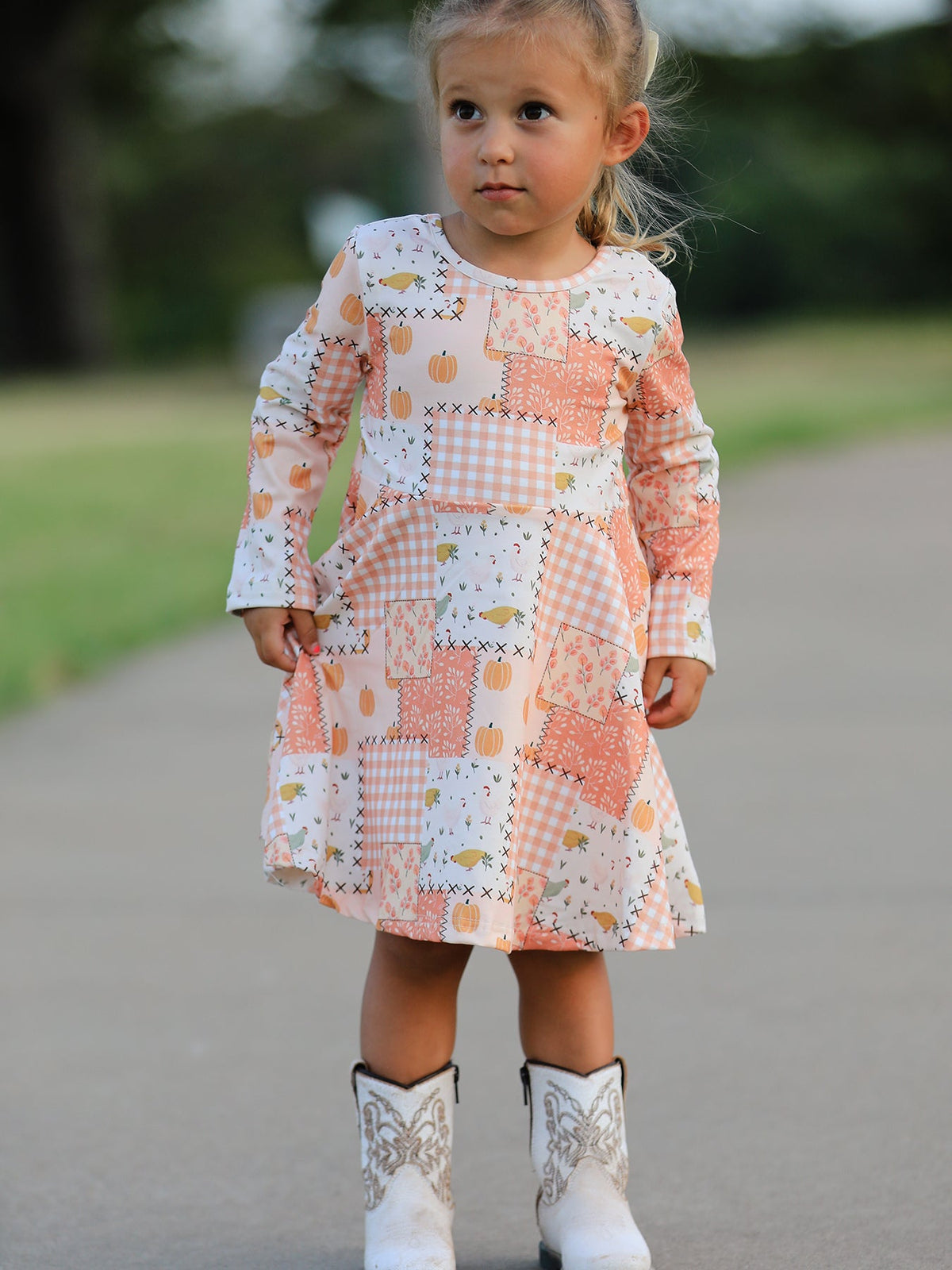 Thanksgiving Halloween Patchwork Girls Dress - Rylee Faith Designs - Flyclothing LLC