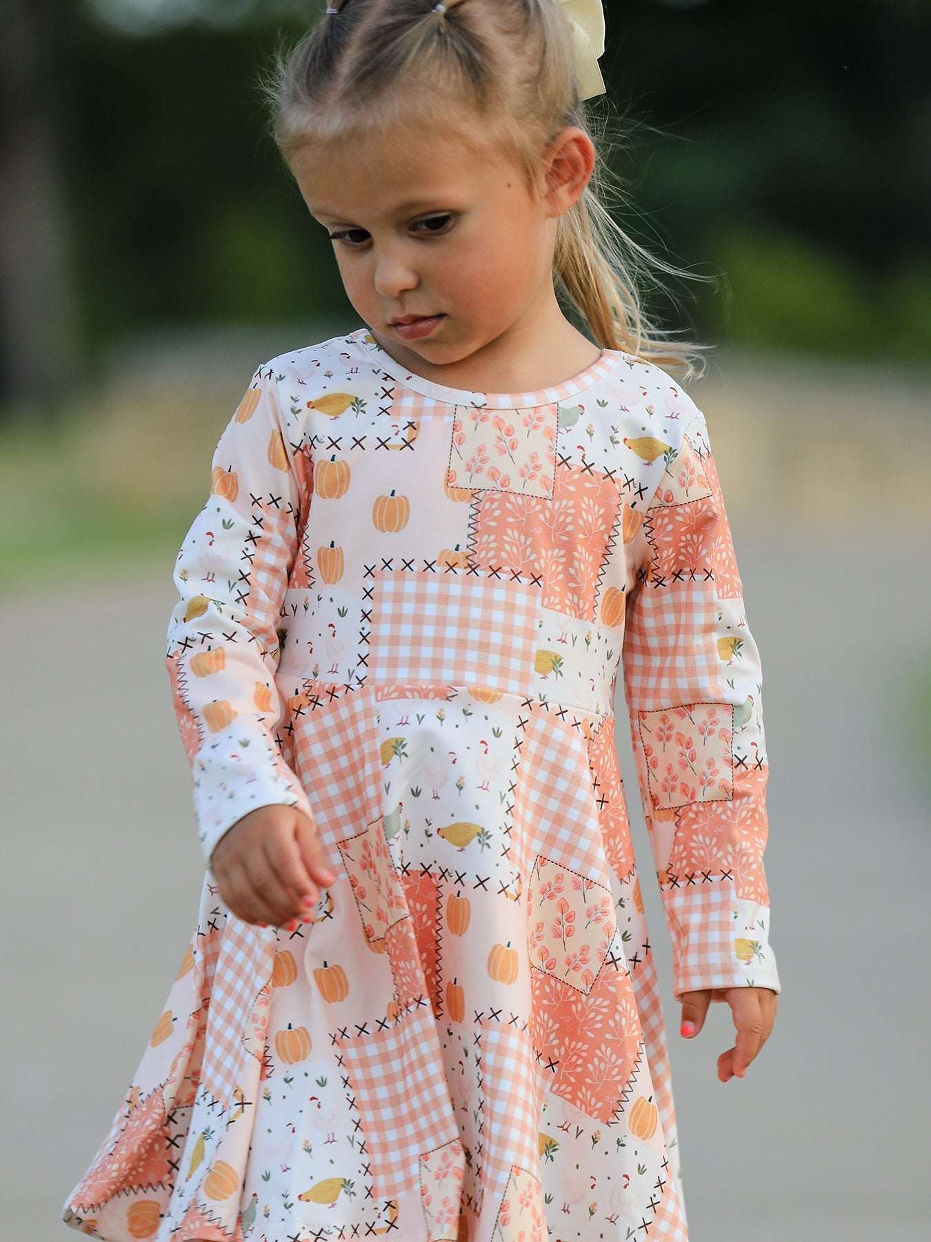 Thanksgiving Halloween Patchwork Girls Dress