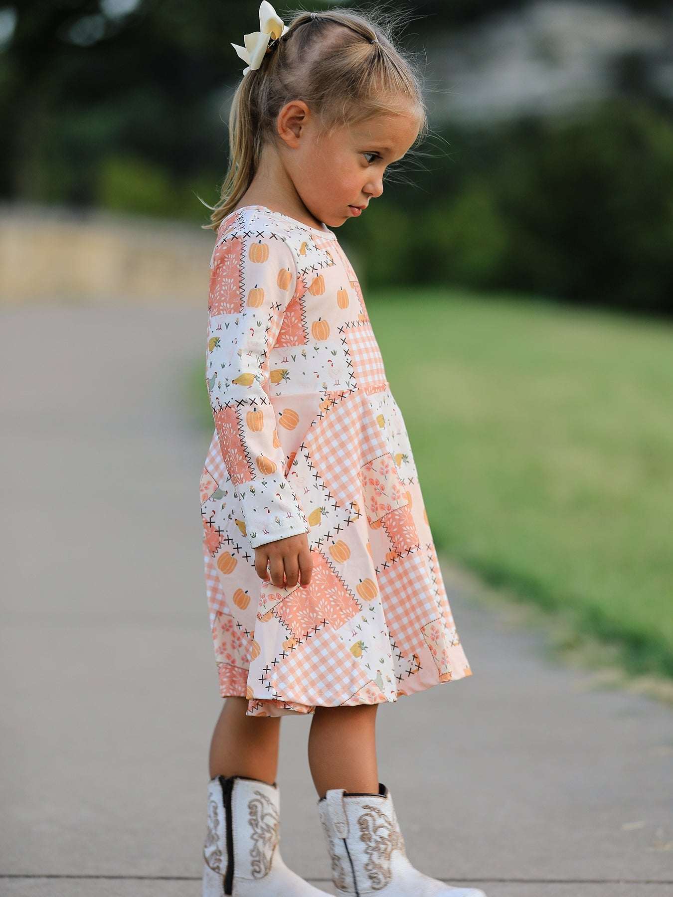 Thanksgiving Halloween Patchwork Girls Dress