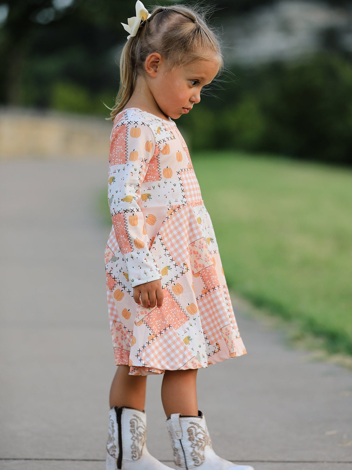 Thanksgiving Halloween Patchwork Girls Dress - Rylee Faith Designs - Flyclothing LLC