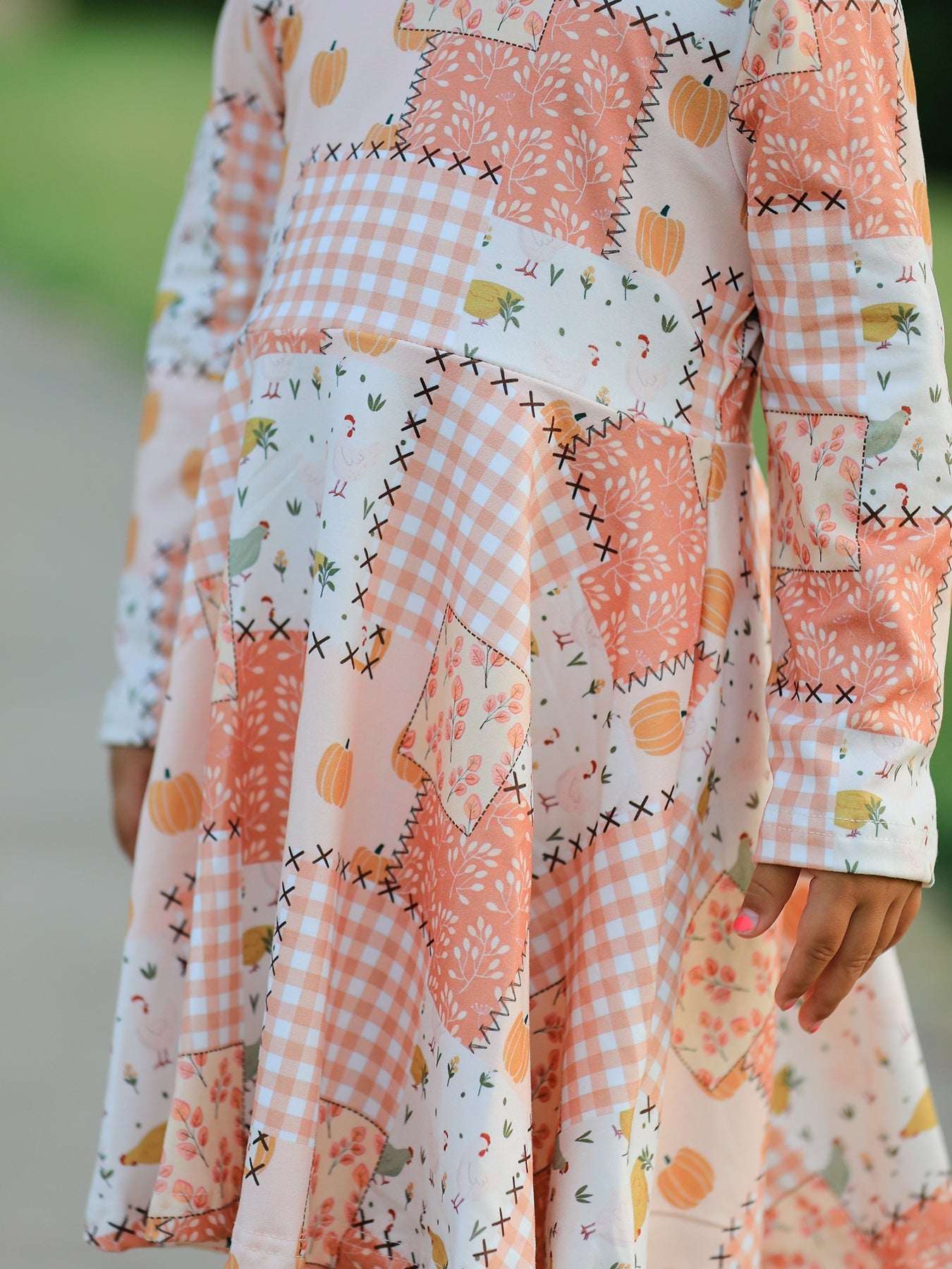 Thanksgiving Halloween Patchwork Girls Dress