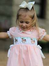Western Horse Embroidery Girls Dress Lace Petals Collar Puff Sleeve - Rylee Faith Designs - Flyclothing LLC