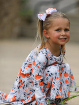 Halloween Pumpkin Ghost Girls Dress Long Sleeve Twirl Dress - Rylee Faith Designs - Flyclothing LLC