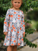Halloween Pumpkin Ghost Girls Dress Long Sleeve Twirl Dress - Rylee Faith Designs - Flyclothing LLC