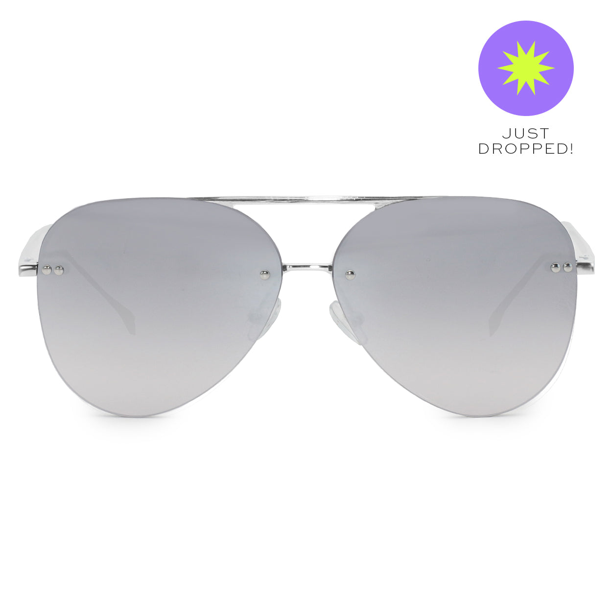Smaller Megan 2 - Silver Metal Aviator Sunglasses - TopFoxx - Flyclothing LLC