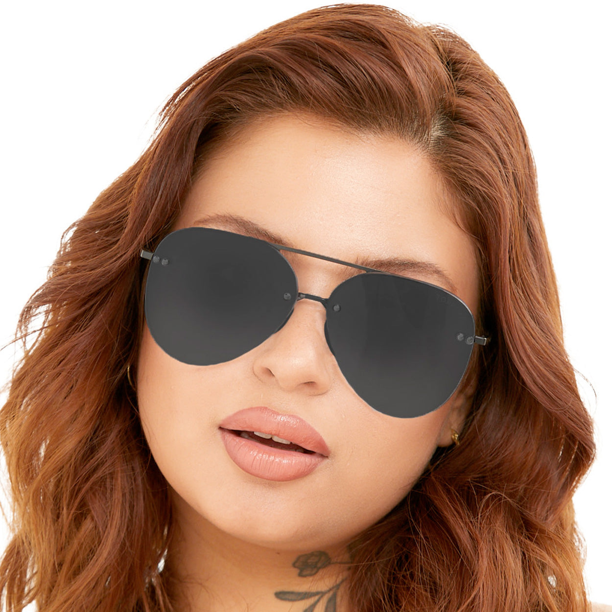 Smaller Megan 2 Jet Black- Aviator Sunglasses - TopFoxx - Flyclothing LLC