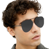 Smaller Megan 2 Jet Black- Tangle Free Aviator Sunglasses - TopFoxx - Flyclothing LLC
