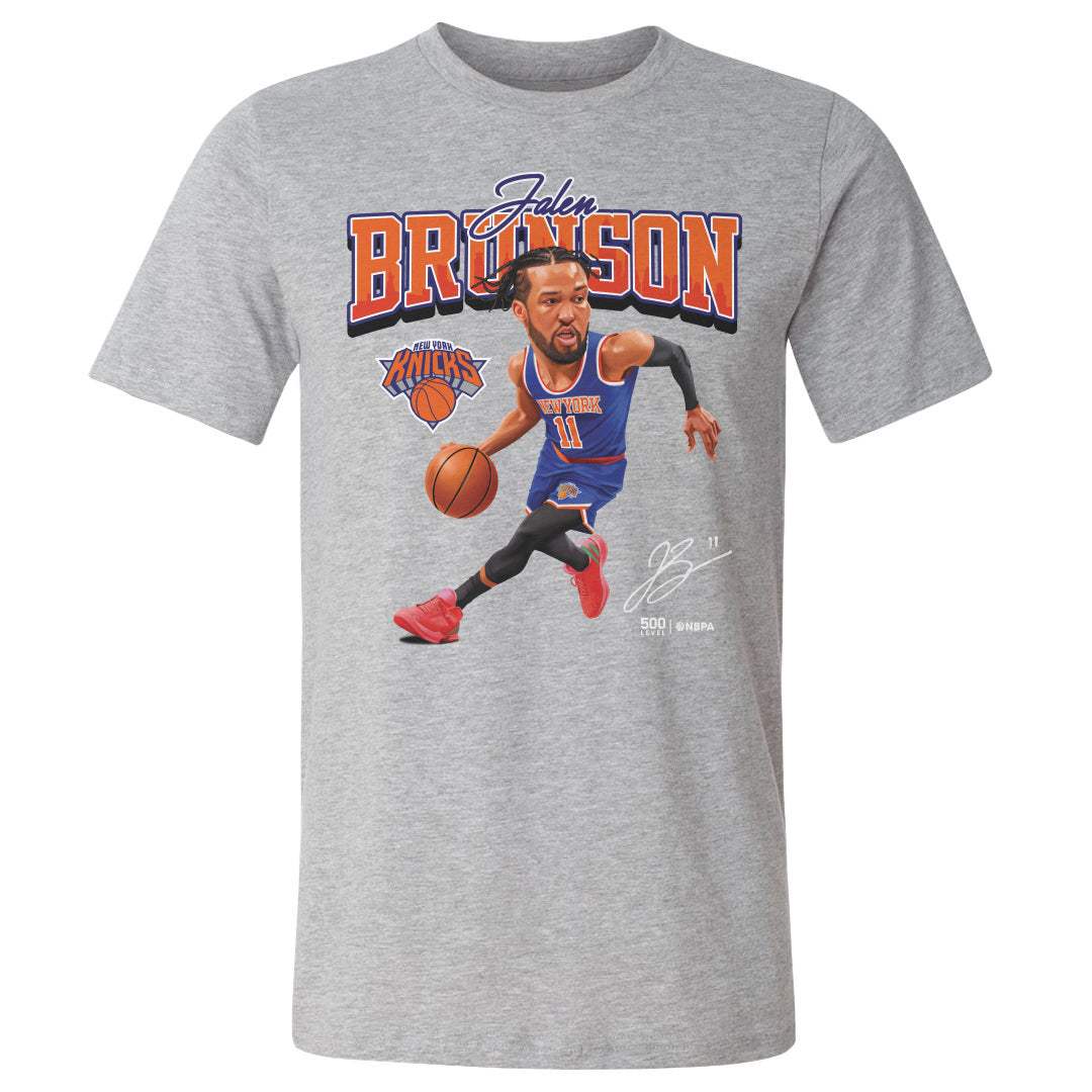 Jalen Brunson New York Knicks Caricature WHT - 500 LEVEL - Flyclothing LLC