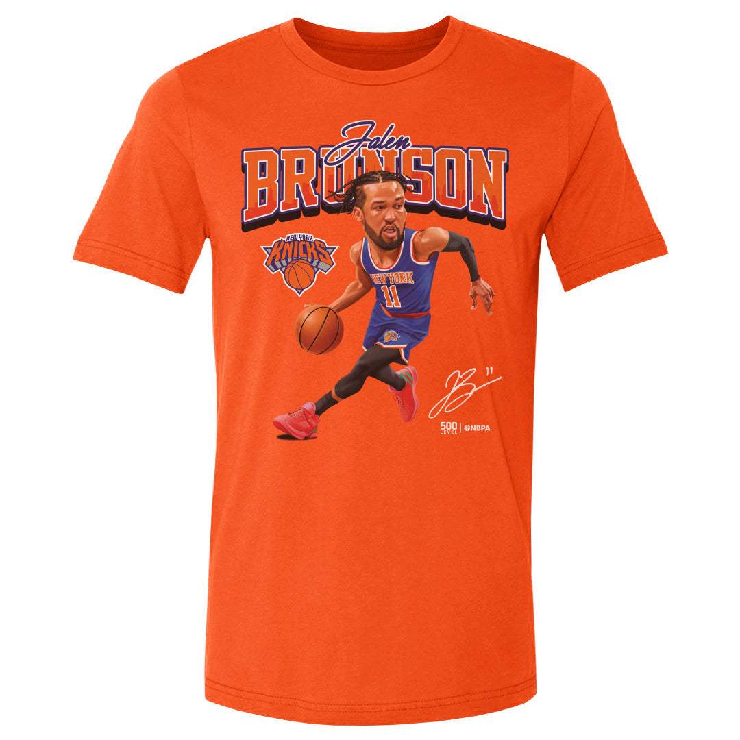 Jalen Brunson New York Knicks Caricature WHT - 500 LEVEL - Flyclothing LLC