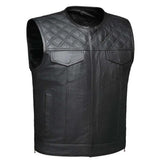 Diamond Lowcut – Men’s Diamond Stitch Leather Vest with Bold Style