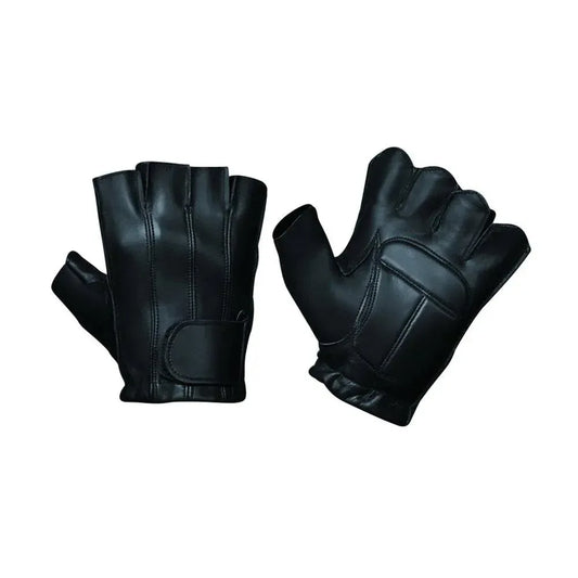 Mens Fingerless Leather Gloves - Unik Just for Bikers - Flyclothing LLC