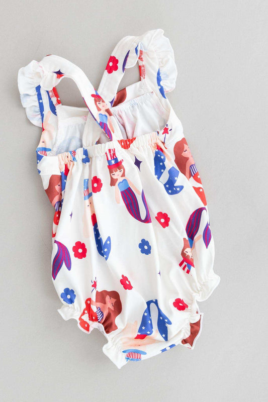 SALE Mer-Made in the USA Ruffle Cross Back Romper - Mila & Rose ® - Flyclothing LLC