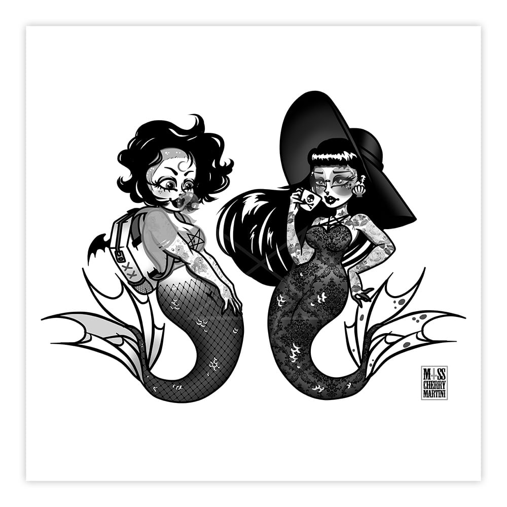 Black Market Art Company Mermaid Besties Print