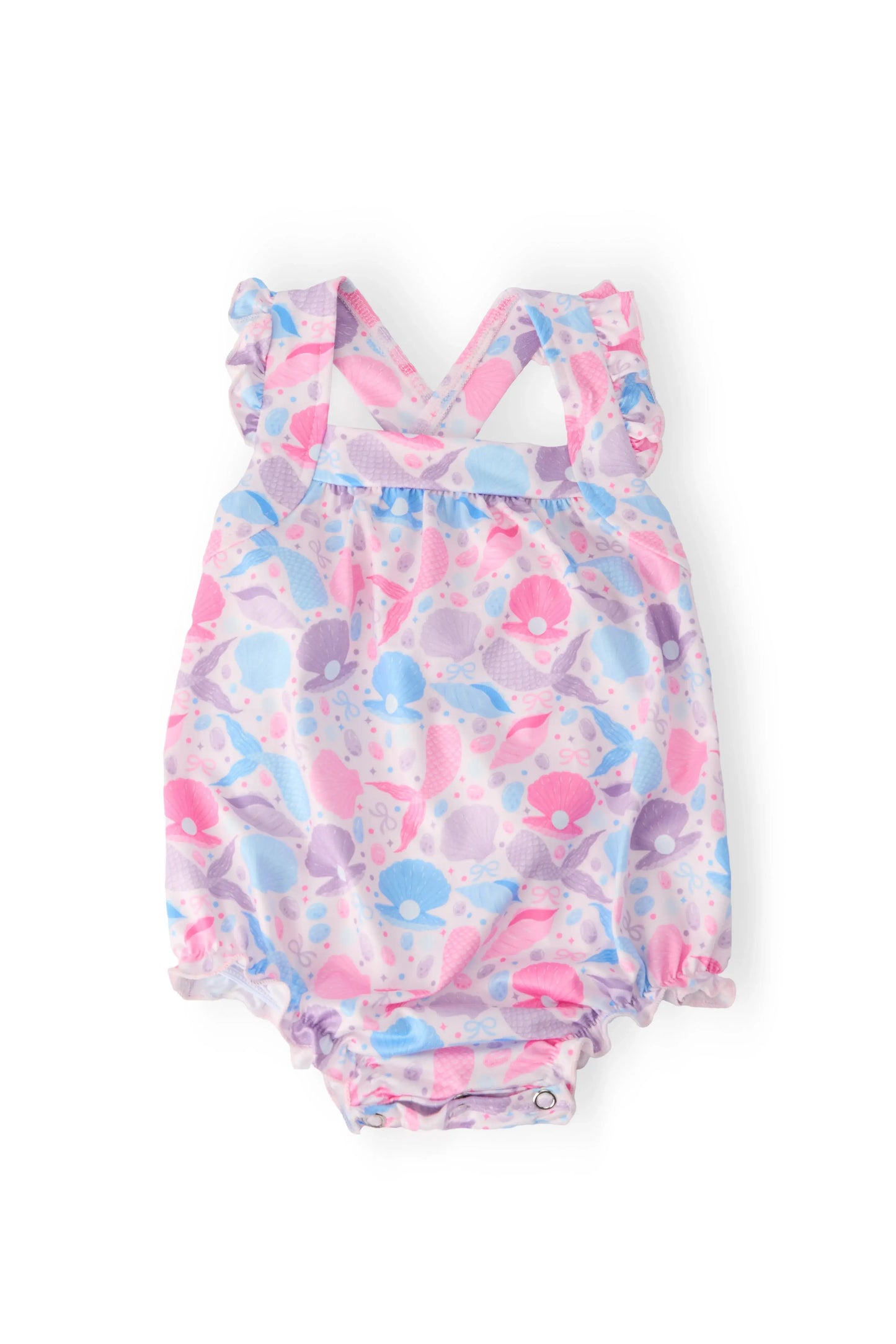 Mermaid Tails Ruffle Cross Back Romper - Mila & Rose ® - Flyclothing LLC