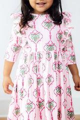 Merry Mistletoe 3/4 Sleeve Ruffle Twirl Dress - Mila & Rose ® - Flyclothing LLC