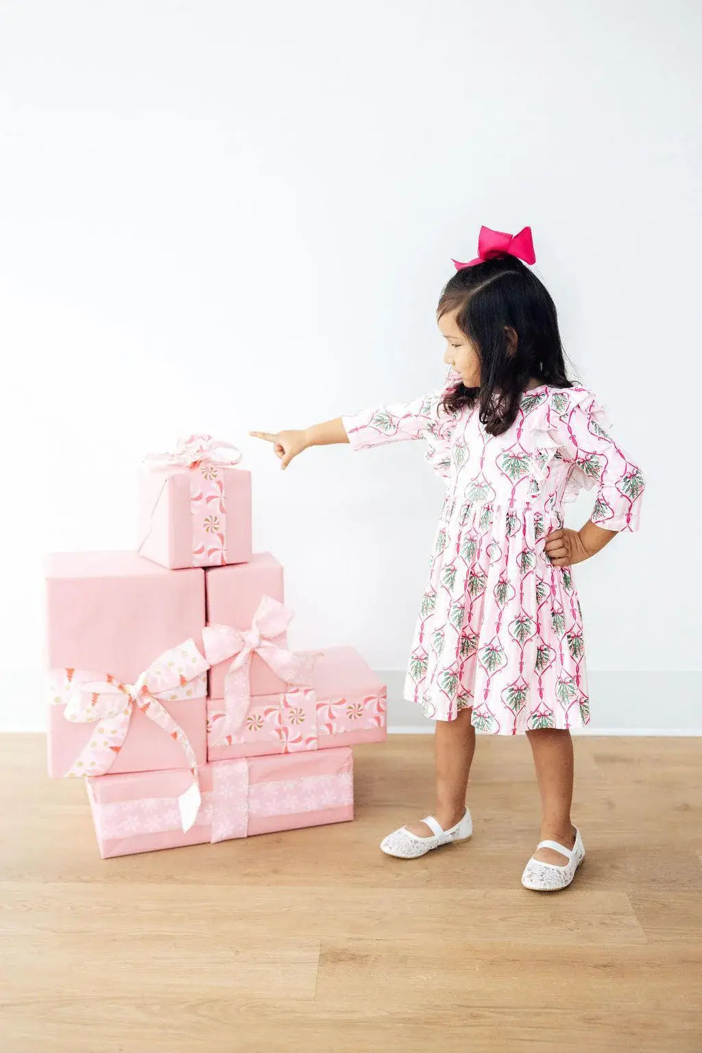 Merry Mistletoe 3/4 Sleeve Ruffle Twirl Dress - Mila & Rose ® - Flyclothing LLC